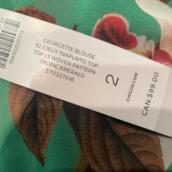Chico's Green Floral Blouse - Picture 3 of 6